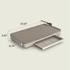 imagebella 12quot x 22quot Electric Griddle with Warming Tray EverGood Ceramic Nonstick Coating ampamp Removable Temperature Probe DishwasherSafe Drip Tray ampamp Cool Touch Handles 1500 Watt OatmilkOatmilk  Tray