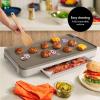imagebella 12quot x 22quot Electric Griddle with Warming Tray EverGood Ceramic Nonstick Coating ampamp Removable Temperature Probe DishwasherSafe Drip Tray ampamp Cool Touch Handles 1500 Watt OatmilkOatmilk  Tray