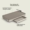 imagebella 12quot x 22quot Electric Griddle with Warming Tray EverGood Ceramic Nonstick Coating ampamp Removable Temperature Probe DishwasherSafe Drip Tray ampamp Cool Touch Handles 1500 Watt OatmilkOatmilk  Tray