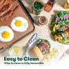 imagebella 12quot x 22quot Electric Griddle with Warming Tray EverGood Ceramic Nonstick Coating ampamp Removable Temperature Probe DishwasherSafe Drip Tray ampamp Cool Touch Handles 1500 Watt OatmilkCopper