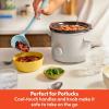 imagebella 15 Qt Slow Cooker with 3 Heat Manual Control Ceramic Nonstick Coating Dishwasher Safe Stoneware Pot and Tempered Glass Lid Tangle Free Cord Wrap ampamp Cool Touch Handles BlossomOatmilk
