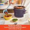 imagebella 15 Qt Slow Cooker with 3 Heat Manual Control Ceramic Nonstick Coating Dishwasher Safe Stoneware Pot and Tempered Glass Lid Tangle Free Cord Wrap ampamp Cool Touch Handles BlossomPlum