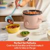 imagebella 15 Qt Slow Cooker with 3 Heat Manual Control Ceramic Nonstick Coating Dishwasher Safe Stoneware Pot and Tempered Glass Lid Tangle Free Cord Wrap ampamp Cool Touch Handles BlossomBlossom