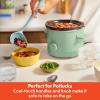 imagebella 15 Qt Slow Cooker with 3 Heat Manual Control Ceramic Nonstick Coating Dishwasher Safe Stoneware Pot and Tempered Glass Lid Tangle Free Cord Wrap ampamp Cool Touch Handles BlossomSeaglass