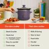 imagebella 15 Qt Slow Cooker with 3 Heat Manual Control Ceramic Nonstick Coating Dishwasher Safe Stoneware Pot and Tempered Glass Lid Tangle Free Cord Wrap ampamp Cool Touch Handles BlossomPlum