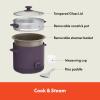 imagebella 16 Cup Rice Cooker with Steamer Dishwasher Safe Steaming Basket Rice Paddle and Measuring Cup Removable Nonstick Cooking Bowl Automatic Keep Warm Function 400 Watt PlumPlum