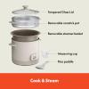 imagebella 16 Cup Rice Cooker with Steamer Dishwasher Safe Steaming Basket Rice Paddle and Measuring Cup Removable Nonstick Cooking Bowl Automatic Keep Warm Function 400 Watt PlumOatmilk