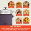 imagebella 16 Cup Rice Cooker with Steamer Dishwasher Safe Steaming Basket Rice Paddle and Measuring Cup Removable Nonstick Cooking Bowl Automatic Keep Warm Function 400 Watt PlumPlum