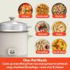 imagebella 16 Cup Rice Cooker with Steamer Dishwasher Safe Steaming Basket Rice Paddle and Measuring Cup Removable Nonstick Cooking Bowl Automatic Keep Warm Function 400 Watt PlumOatmilk