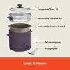 imagebella 16 Cup Rice Cooker with Steamer Dishwasher Safe Steaming Basket Rice Paddle and Measuring Cup Removable Nonstick Cooking Bowl Automatic Keep Warm Function 400 Watt PlumPlum