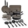 imagebella 21 Piece Kitchen Set with EverGood Ceramic Nonstick Coating Dishwasher ampamp Oven Safe All Stovetops Compatible Tempered Glass Lids ampamp Cool Touch Handles BlackBlack