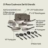 imagebella 21 Piece Kitchen Set with EverGood Ceramic Nonstick Coating Dishwasher ampamp Oven Safe All Stovetops Compatible Tempered Glass Lids ampamp Cool Touch Handles BlackOatmilk