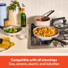 imagebella 21 Piece Kitchen Set with EverGood Ceramic Nonstick Coating Dishwasher ampamp Oven Safe All Stovetops Compatible Tempered Glass Lids ampamp Cool Touch Handles BlackOatmilk