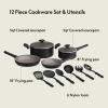 imagebella 21 Piece Kitchen Set with EverGood Ceramic Nonstick Coating Dishwasher ampamp Oven Safe All Stovetops Compatible Tempered Glass Lids ampamp Cool Touch Handles BlackBlack