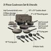 imagebella 21 Piece Kitchen Set with EverGood Ceramic Nonstick Coating Dishwasher ampamp Oven Safe All Stovetops Compatible Tempered Glass Lids ampamp Cool Touch Handles BlackBlack