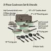 imagebella 21 Piece Kitchen Set with EverGood Ceramic Nonstick Coating Dishwasher ampamp Oven Safe All Stovetops Compatible Tempered Glass Lids ampamp Cool Touch Handles SeaglassSeaglass