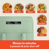 imagebella 4 Qt TriZone Air Fryer EverGood Ceramic Nonstick Coating Dual Basket Design w Removable Divider Digital Touchscreen Control w 6 Preset Cooking Options 1200 Watt 3lb Capacity SeaglassSeaglass