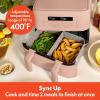 imagebella 4 Qt TriZone Air Fryer EverGood Ceramic Nonstick Coating Dual Basket Design w Removable Divider Digital Touchscreen Control w 6 Preset Cooking Options 1200 Watt 3lb Capacity SeaglassBlossom