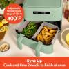 imagebella 4 Qt TriZone Air Fryer EverGood Ceramic Nonstick Coating Dual Basket Design w Removable Divider Digital Touchscreen Control w 6 Preset Cooking Options 1200 Watt 3lb Capacity SeaglassSeaglass