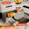 imagebella 4 Qt TriZone Air Fryer EverGood Ceramic Nonstick Coating Dual Basket Design w Removable Divider Digital Touchscreen Control w 6 Preset Cooking Options 1200 Watt 3lb Capacity SeaglassOatmilk