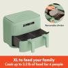 imagebella 4 Qt TriZone Air Fryer EverGood Ceramic Nonstick Coating Dual Basket Design w Removable Divider Digital Touchscreen Control w 6 Preset Cooking Options 1200 Watt 3lb Capacity SeaglassSeaglass