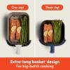 imagebella 4 Qt TriZone Air Fryer EverGood Ceramic Nonstick Coating Dual Basket Design w Removable Divider Digital Touchscreen Control w 6 Preset Cooking Options 1200 Watt 3lb Capacity SeaglassSurf