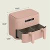 imagebella 4 Qt TriZone Air Fryer EverGood Ceramic Nonstick Coating Dual Basket Design w Removable Divider Digital Touchscreen Control w 6 Preset Cooking Options 1200 Watt 3lb Capacity SeaglassBlossom