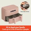 imagebella 4 Qt TriZone Air Fryer EverGood Ceramic Nonstick Coating Dual Basket Design w Removable Divider Digital Touchscreen Control w 6 Preset Cooking Options 1200 Watt 3lb Capacity SeaglassBlossom