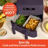 imagebella 4 Qt TriZone Air Fryer EverGood Ceramic Nonstick Coating Dual Basket Design w Removable Divider Digital Touchscreen Control w 6 Preset Cooking Options 1200 Watt 3lb Capacity SeaglassPlum