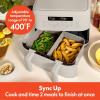 imagebella 4 Qt TriZone Air Fryer EverGood Ceramic Nonstick Coating Dual Basket Design w Removable Divider Digital Touchscreen Control w 6 Preset Cooking Options 1200 Watt 3lb Capacity SeaglassOatmilk