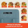 imagebella 4 Qt TriZone Air Fryer EverGood Ceramic Nonstick Coating Dual Basket Design w Removable Divider Digital Touchscreen Control w 6 Preset Cooking Options 1200 Watt 3lb Capacity SeaglassSurf