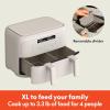 imagebella 4 Qt TriZone Air Fryer EverGood Ceramic Nonstick Coating Dual Basket Design w Removable Divider Digital Touchscreen Control w 6 Preset Cooking Options 1200 Watt 3lb Capacity SeaglassOatmilk