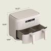 imagebella 4 Qt TriZone Air Fryer EverGood Ceramic Nonstick Coating Dual Basket Design w Removable Divider Digital Touchscreen Control w 6 Preset Cooking Options 1200 Watt 3lb Capacity SeaglassOatmilk