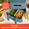 imagebella 4 Qt TriZone Air Fryer EverGood Ceramic Nonstick Coating Dual Basket Design w Removable Divider Digital Touchscreen Control w 6 Preset Cooking Options 1200 Watt 3lb Capacity SeaglassSurf