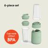 imagebella 6 Pcs Portable Rocket Blender Juicer ampamp Smoothie Maker Press ampamp Twist Design EverGood ampamp BPA Free Dishwasher Safe Parts 4 Tip Stainless Steel Blade Cord Wrap 240 Watt Motor OatmilkSeaglass