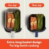 imagebella 6 Qt Slim Air Fryer Fitsanywhere Kitchenware EverGood Ceramic Nonstick Coating Adjustable Temperature 6 Preset Cooking Options 60 Min Auto Shutoff w Audible Tone 5lb Capacity OatmilkSeaglass