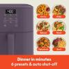 imagebella 6 Qt Slim Air Fryer Fitsanywhere Kitchenware EverGood Ceramic Nonstick Coating Adjustable Temperature 6 Preset Cooking Options 60 Min Auto Shutoff w Audible Tone 5lb Capacity OatmilkPlum