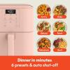 imagebella 6 Qt Slim Air Fryer Fitsanywhere Kitchenware EverGood Ceramic Nonstick Coating Adjustable Temperature 6 Preset Cooking Options 60 Min Auto Shutoff w Audible Tone 5lb Capacity OatmilkBlossom