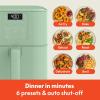 imagebella 6 Qt Slim Air Fryer Fitsanywhere Kitchenware EverGood Ceramic Nonstick Coating Adjustable Temperature 6 Preset Cooking Options 60 Min Auto Shutoff w Audible Tone 5lb Capacity OatmilkSeaglass