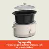 imagebella 60 Qt Manual Slow Cooker Ceramic Nonstick Coating 3 Temperature Settings Dishwasher Safe Stoneware Pot and Tempered Glass Lid Cool Touch Handles ampamp Tangle Free Cord Wrap BlossomOatmilk
