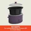 imagebella 60 Qt Manual Slow Cooker Ceramic Nonstick Coating 3 Temperature Settings Dishwasher Safe Stoneware Pot and Tempered Glass Lid Cool Touch Handles ampamp Tangle Free Cord Wrap BlossomPlum