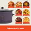 imagebella 60 Qt Manual Slow Cooker Ceramic Nonstick Coating 3 Temperature Settings Dishwasher Safe Stoneware Pot and Tempered Glass Lid Cool Touch Handles ampamp Tangle Free Cord Wrap BlossomPlum