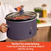 imagebella 60 Qt Manual Slow Cooker Ceramic Nonstick Coating 3 Temperature Settings Dishwasher Safe Stoneware Pot and Tempered Glass Lid Cool Touch Handles ampamp Tangle Free Cord Wrap BlossomPlum