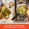 imagebella 7 Piece Cookware Set with EverGood Ceramic Nonstick Coating Dishwasher Safe Oven Safe All Stovetops Compatible Glass Lids with Silicone Rims Cool Touch Handles SeaglassBlack