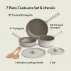 imagebella 7 Piece Cookware Set with EverGood Ceramic Nonstick Coating Dishwasher Safe Oven Safe All Stovetops Compatible Glass Lids with Silicone Rims Cool Touch Handles SeaglassOatmilk
