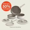 imagebella 8 Piece Cookware Set Fitsanywhere Kitchenware w EverGood Ceramic Nonstick Coating Removable Handles Dishwasher ampamp Oven Safe All Stovetops Compatible Glass Lids w Silicone Rims OatmilkOatmilk