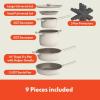 imagebella 9 Piece Ceramic Nonstick Cookware Set Fitsanywhere Kitchenware w EverGood Coating Dishwasher ampamp Oven Safe All Stovetops Compatible Stackable Design Cool Touch Handles OatmilkOatmilk