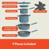 imagebella 9 Piece Ceramic Nonstick Cookware Set Fitsanywhere Kitchenware w EverGood Coating Dishwasher ampamp Oven Safe All Stovetops Compatible Stackable Design Cool Touch Handles OatmilkSurf