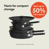 imagebella 9 Piece Ceramic Nonstick Cookware Set Fitsanywhere Kitchenware w EverGood Coating Dishwasher ampamp Oven Safe All Stovetops Compatible Stackable Design Cool Touch Handles OatmilkBlack