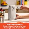 imagebella Electric Can Opener and Knife Sharpener Multifunctional Jar and Bottle Opener with Removable Cutting Lever and Cord Storage Stainless Steel Blade SurfOatmilk